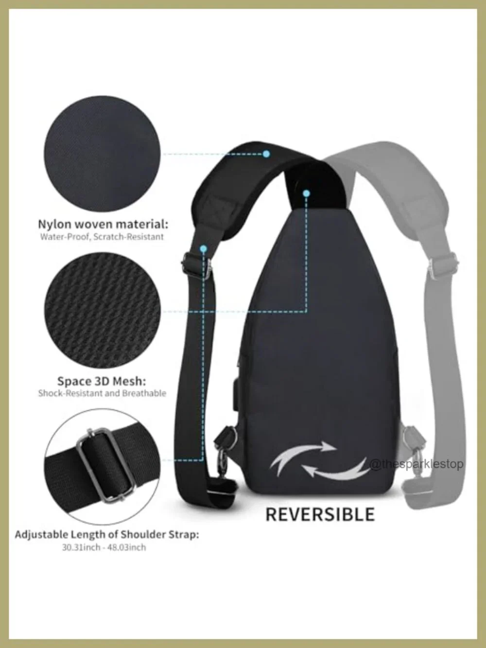 Nylon Crossbody Sling Bag Shoulder Backpack Chest Daypack